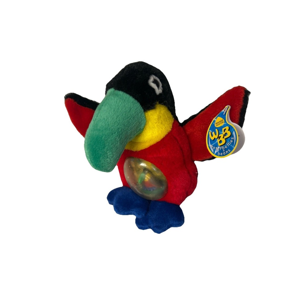 Vtg Waterbellies N Beans Toucan Plush Beakers Parrot WBB 90's Hang Tag No Water